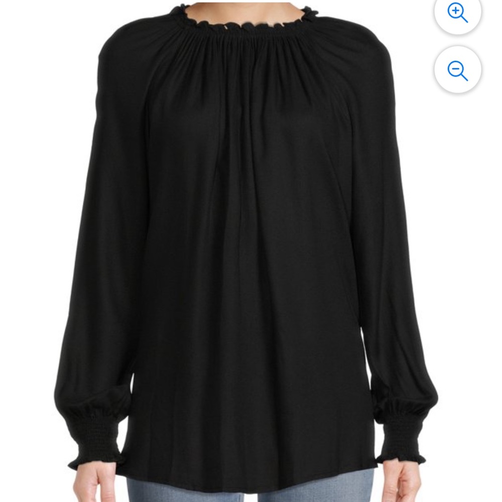 Time and Tru Women's Long Sleeve Elastic Collar Blouse XL
